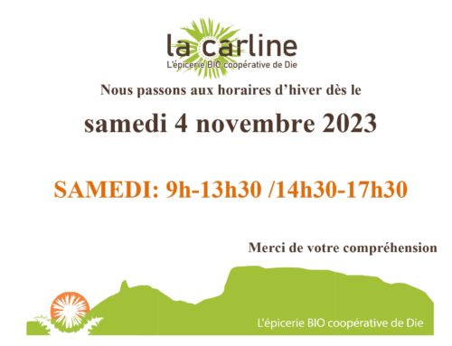 HORAIRES D’HIVER