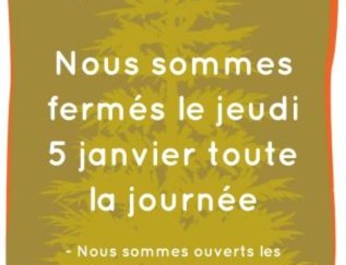 Jeudi 5 janvier : FERMETURE TOUTE LA JOURNEE POUR INVENTAIRE